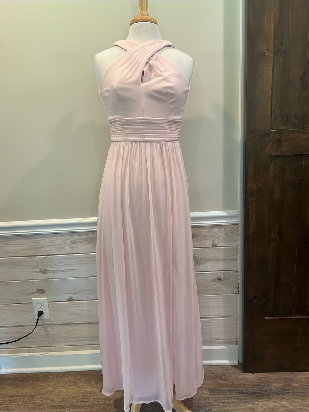 M350 Elegant Blush Open-Back Maxi Dress Sz. 2 Bridal Party